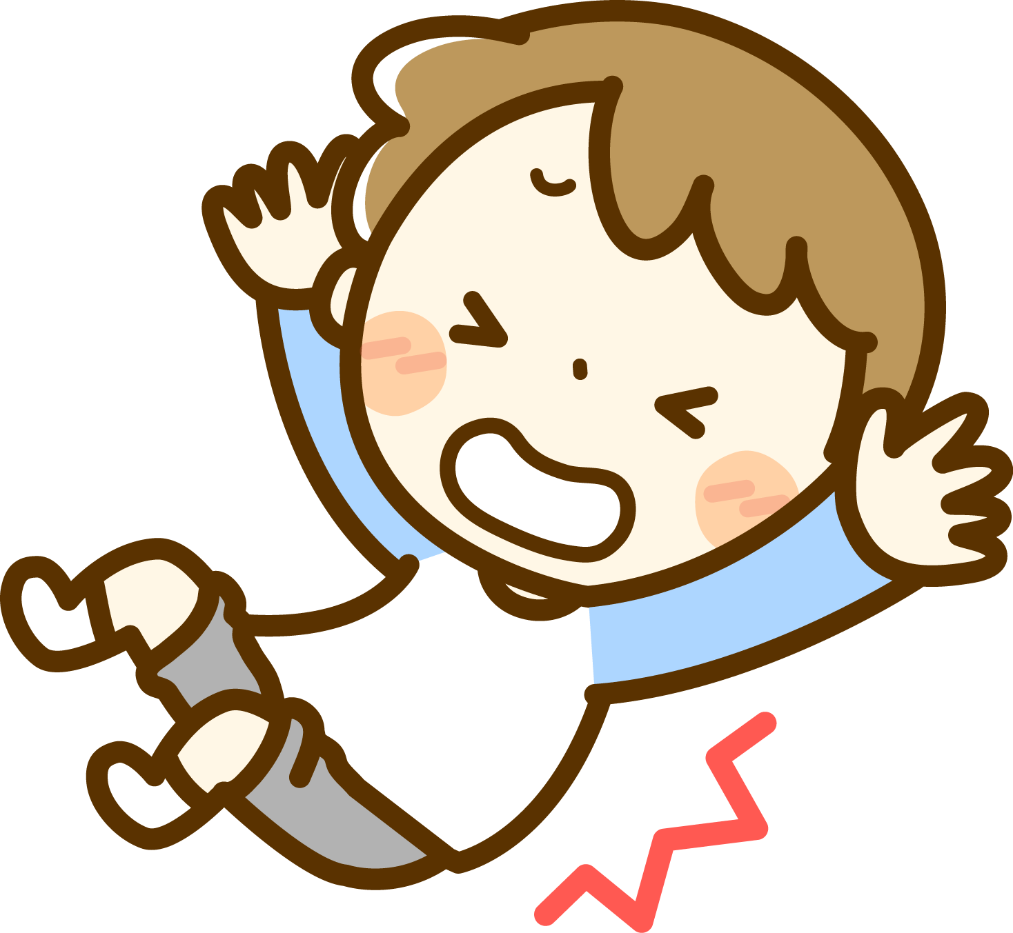 転んで背中を痛める子のイラスト